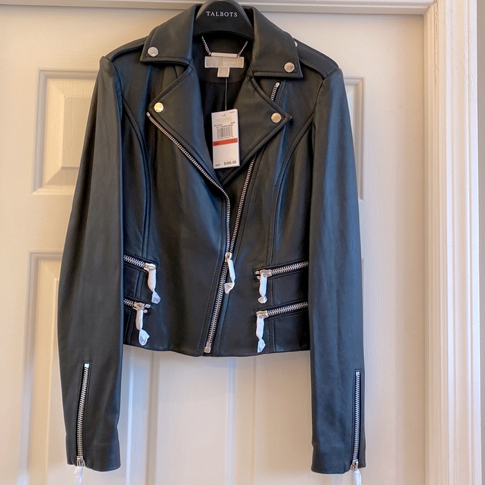 Michael Kors black lamb leather jacket, XS, NWT, Host pick🎉🎊
